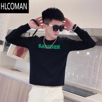 HLCOMAN潮流卫衣男长袖t恤2024新款秋装青少年潮牌痞帅修身打底衫