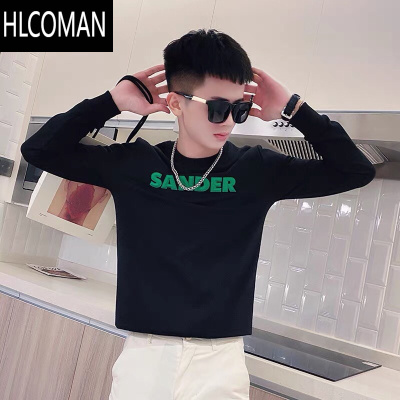 HLCOMAN潮流卫衣男长袖t恤2024新款秋装青少年潮牌痞帅修身打底衫