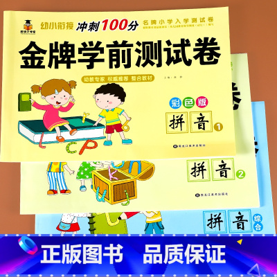 幼儿学前拼音测试卷[全套3册] [正版]幼小衔接冲刺100分拼音练习册测试卷全套学前班语文专项学前练习一日一练幼儿园大班