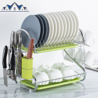 双层碗架沥水架家用晾洗放碗碟盘筷子收纳架厨房置物架多层蔬菜篮 三维工匠