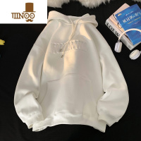 YANXU500g百搭卫衣男高街字母连帽外套潮牌宽松大码日系上衣