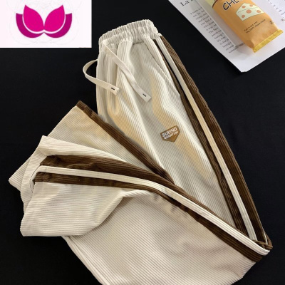 七斓灯芯绒裤子男款阔腿休闲裤2023新款日系复古潮牌运动长裤子