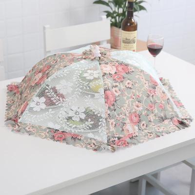 敬平(JING PING)长方形塑料餐桌伞折叠圆形遮菜罩厨房大号饭桌盖剩饭菜食物网罩子 圆形绿色直径约78cm饭罩