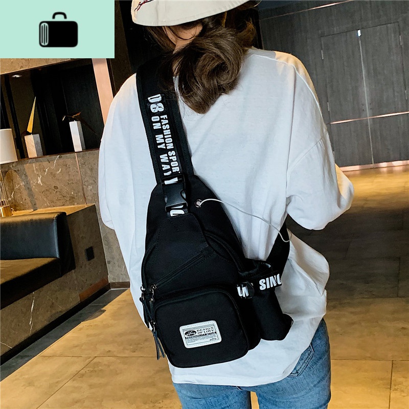 女胸包2019新款春女士胸包斜跨包帆布百搭胸前包斜跨胸包女潮包小NEW LAKE女斜挎包