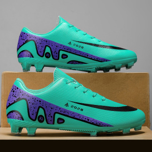 情侣款秋季网布新彩色拼接运动轻便舒适透气户外缓震套脚pu足球鞋