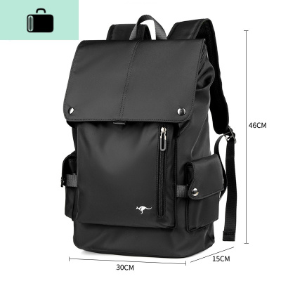 男士双肩包时尚潮流大容量旅行大学生书包简约电脑包潮牌休闲背包NEW LAKE 黑色(休闲版)