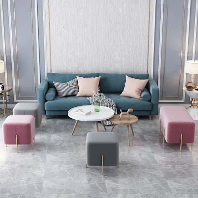 森美人北欧布艺沙发脚踏凳家用单个小沙发客厅方踏脚蹬方塌搁脚凳换鞋凳