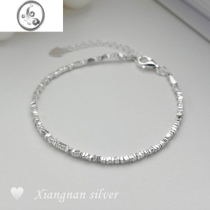 JiMiXIGN碎银子手链925银银女2023年新款轻奢小众设计女生闺蜜手镯春 925银三角碎银手链