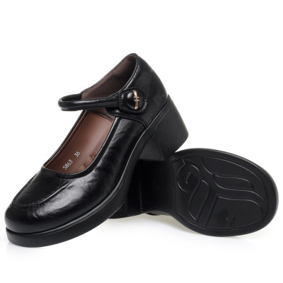 2026新款软皮高跟鞋女粗跟气质单鞋百搭一字带增高不累脚玛丽珍鞋