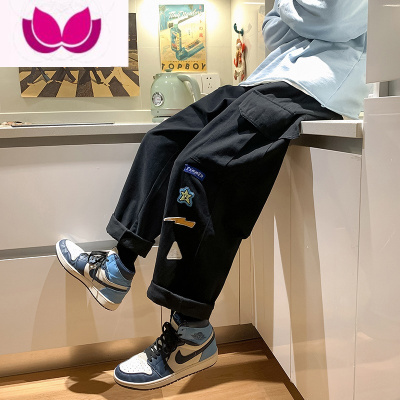 七斓直筒工装裤男潮牌宽松美式oversize阔腿休闲裤大码痞帅裤子男