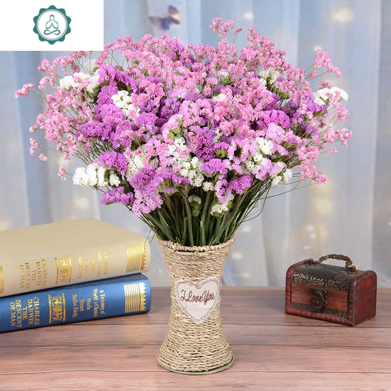 干花花束装饰摆件真花风干混搭花束云南真花插花 封后 紫勿 黄水晶含