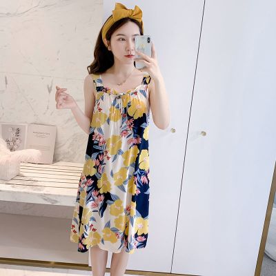 轻薄透气夏季韩版大码宽松吊带睡裙女人睡衣棉绸性感人造棉绸威珺