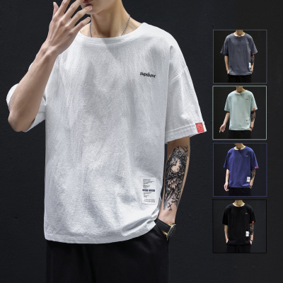 尊尚鸟(ZunshangniaO)短袖T恤男中国风亚麻半袖宽松麻料上衣中袖圆领棉麻大码打底衫男装