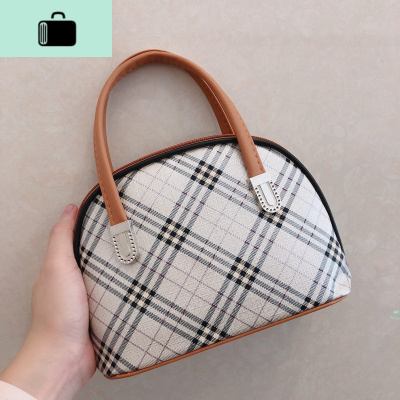 小拎包格子女包贝壳包妈妈包中老年人手提包奶奶包老婆婆包买菜包NEW LAKE