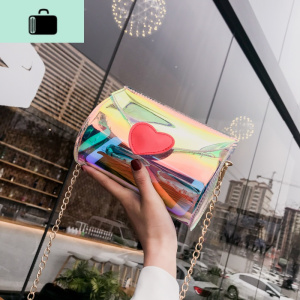 透明包包女韩版新款潮百搭镭射果冻包ins女士单肩包链条斜挎包NEW LAKE 图片色 图片色