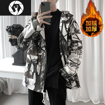 HongZun抽绳迷彩棉服男潮牌冬季加厚大码棉衣韩版潮流2020年新款袄子外套棉衣