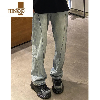 YANXU美式高街潮牌复古直筒裤宽松牛仔裤女男显瘦休闲阔腿长裤子
