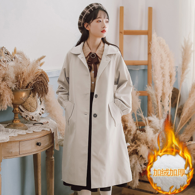 广赫2020新款秋冬百搭外套加绒加厚风衣女中长款英伦风气质流行小个子风衣