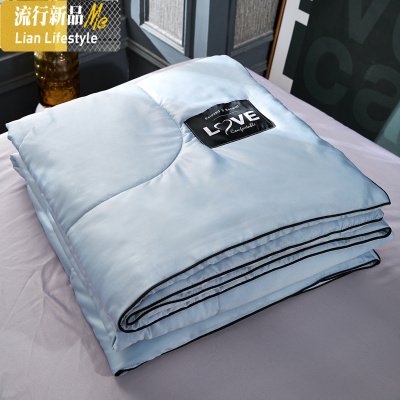 可水洗天丝空调被冰丝夏凉被夏季双人单人纯色双面春秋薄被子 三维工匠