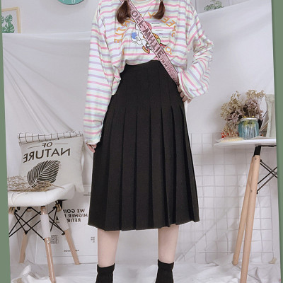 暖青汇2020秋冬大码百褶裙中长裙女胖mm韩版高腰显瘦学院风半身裙200斤半身裙