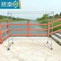 敬平镀锌钢管晾衣架双杆式户外落地晾室外防风阳台可移动室内挂衣架 长1.6高1.4宽0.6加轮子