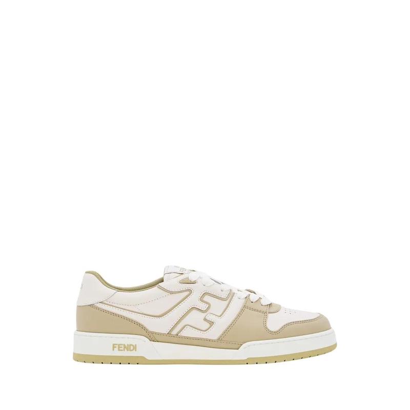 芬迪(FENDI)白 calf 皮橡胶底侧标跑鞋休闲运动鞋男