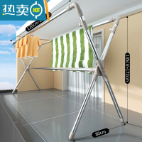 敬平晾衣架落地折叠不锈钢室内家用阳台凉衣杆伸缩升降室外晒被子器 两杆稳固款[圆脚]1.2-2.0米/双杆升高/承重300