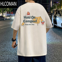 HLCOMAN短袖t恤男生夏季新款美式印花ins潮牌半袖宽松上衣体恤衫