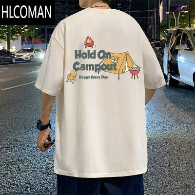 HLCOMAN短袖t恤男生夏季新款美式印花ins潮牌半袖宽松上衣体恤衫