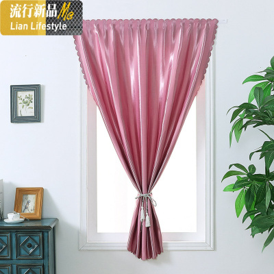 欧式免打孔窗帘遮光隔热出租房客厅厨房卫生间成品布料魔术贴帘 三维工匠