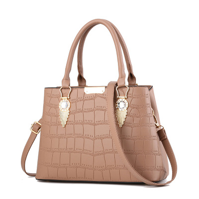 包包女2021新款夏季PU皮手提包韩版女包大容量女士包包斜挎单肩包卡其色