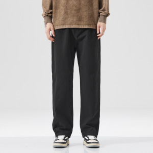 美式高街纯色男休闲裤春秋宽松百搭直筒纯棉裤子男士801