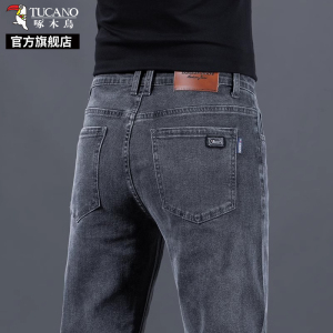 啄木鸟牛仔裤男士夏季薄款2025新款修身直筒弹力宽松休闲长裤子K