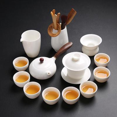 白瓷功夫茶具套装家用羊脂玉瓷纳丽雅简约泡茶壶盖碗茶杯办公室整套