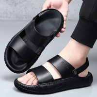 头层牛皮凉鞋男款2026新款夏季外穿防滑沙滩鞋男士开车软底凉拖鞋