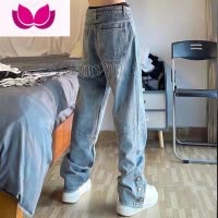 七斓美式vibe风牛仔裤男国潮复古水洗直筒裤潮牌ins宽松百搭拖地长裤
