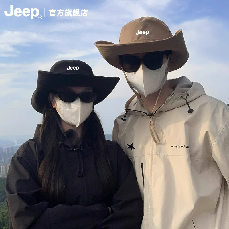 jeep吉普帽子女夏季露营渔夫帽钓鱼防晒遮阳户外登山西部牛仔帽男