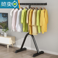 敬平简约晾衣架落地卧室内单杆挂衣服房间现代简易折叠凉晒衣帽架家用 人型长60高150纳米黑色