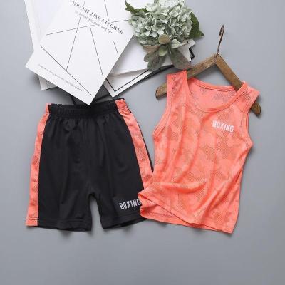 男童背心套装夏中大童速干短裤韩版儿童网眼无袖宝宝运动套装帅气娜蜜雨(NAMIYU)