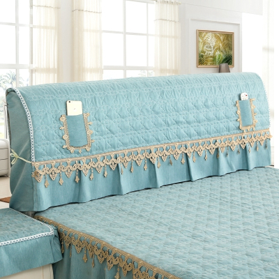 新款夹棉加厚全包床头套1.5m床1.8m床软包欧式弧形靠背防尘罩北欧全包-灰色1.5米