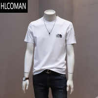 HLCOMAN2025夏季潮流个性圆领印花短袖t恤男韩版修身百搭休闲半袖打底衫