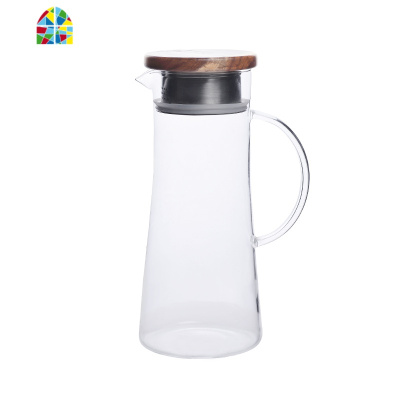 冷水壶玻璃凉水壶大容量泡茶壶家用电陶炉可高温热凉白开水杯套装 FENGHOU 壶+4杯+木架套装