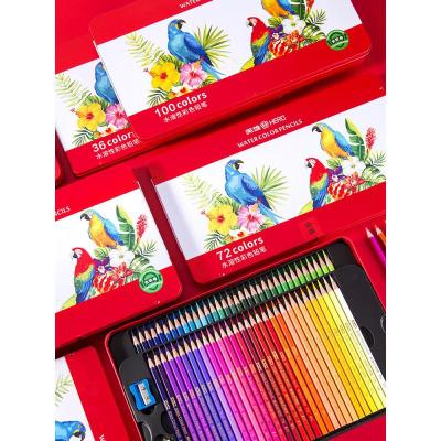 英雄彩铅油性100色水溶性彩色铅笔套装48色72色美术工具手绘画填色画画笔成人学生用初学者旗舰水溶款彩铅笔
