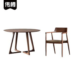 伟樽实木圆餐桌80*80*75cm+椅子*2套