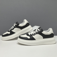 男生真皮百搭板鞋男款潮鞋头层牛皮欧洲站男鞋男士休闲鞋厚底增高