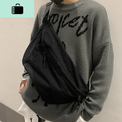 胸包男大容量简约纯色日系学生背包单肩包街头斜挎包潮运动腰包女NEW LAKE男士腰包