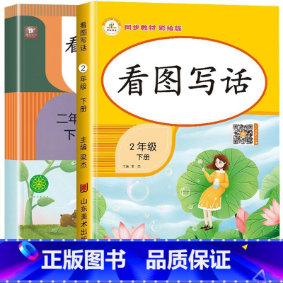 [全套2册]看拼音写词语+看图写话 小学二年级 [正版]看拼音写词语二年级下册 人教版语文同步练习簿小学生2下汉字生字加