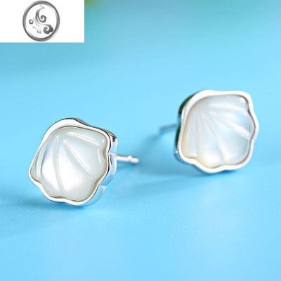 JiMi[]S925银银一贝子项链简约贝母吊坠一辈子锁骨链戒指耳钉