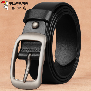 啄木鸟牛皮腰带女真皮针扣头皮带女时尚牛仔百搭休闲裤带女牛皮层