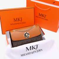MKJ欧美时尚牛皮山茶花女包小mk链条包女斜挎 小众 质感腋下百搭小方包